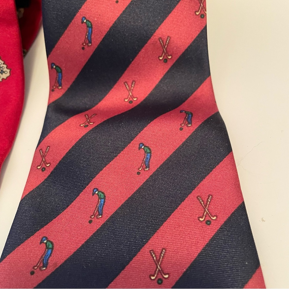 Lot Of 2 Golf Themed Ties Mercedes Wembley Silk - Picture 3 of 7